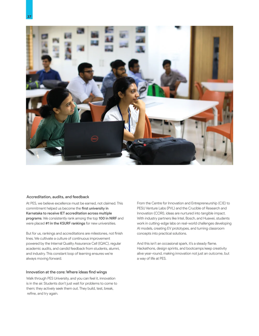 Page 44: 37 From the Centre for Innovation and Entrepreneurship (CIE) to PESU Venture Labs (PVL) and the Crucible of Research and Innovation (CORI),