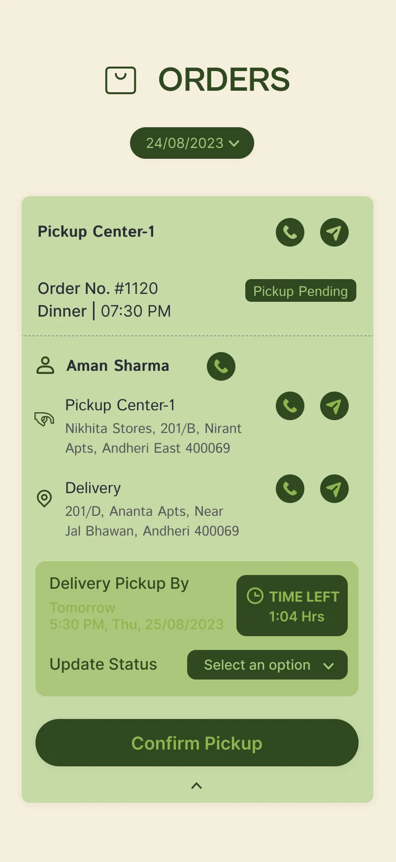 A student partner's order details