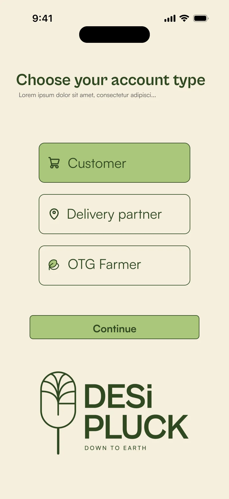 Choose account type