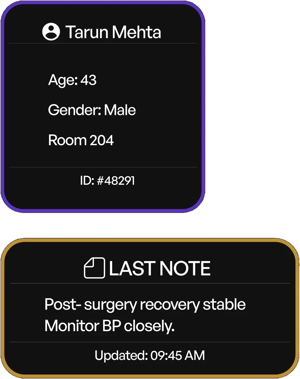 Patient identification HUD