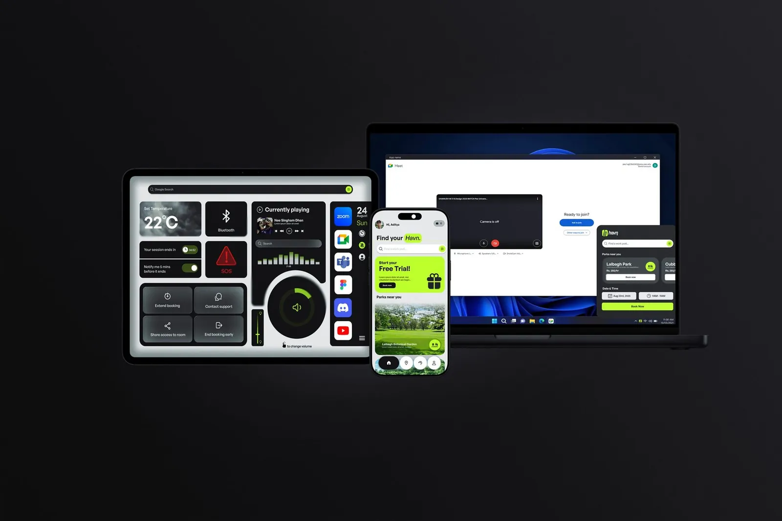 Havn on a tablet, a phone and a laptop